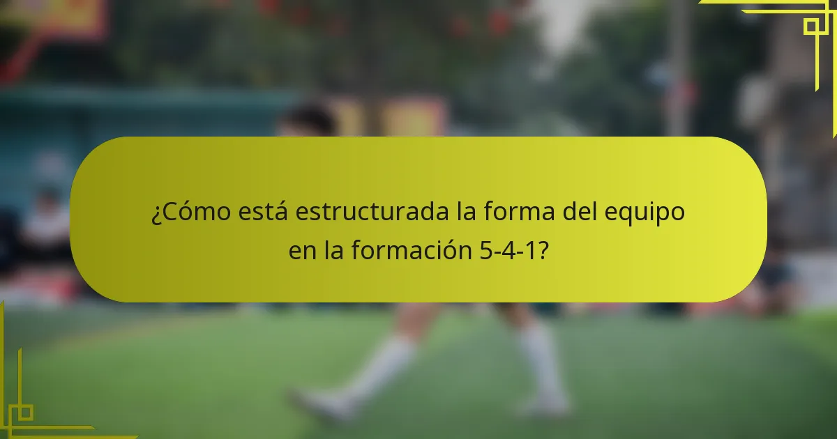 ¿Cómo está estructurada la forma del equipo en la formación 5-4-1?
